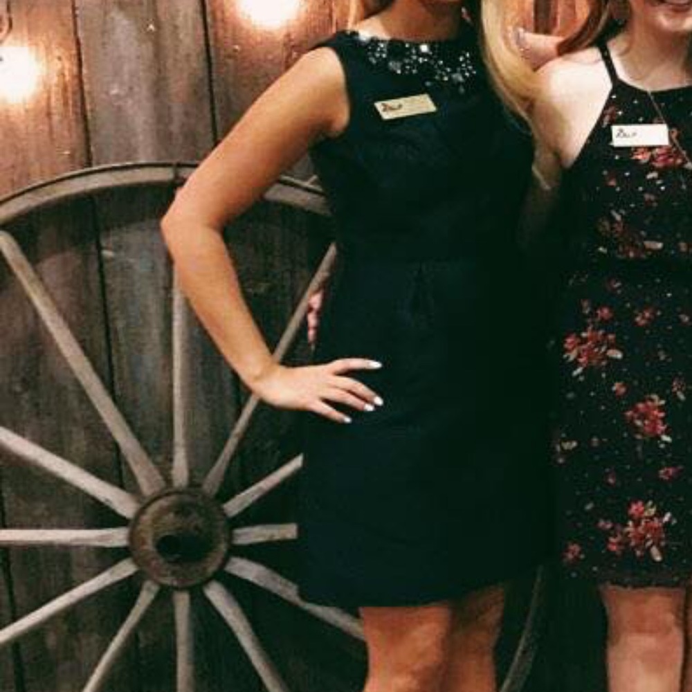 Kate Spade, Embellished highneck black party dress
